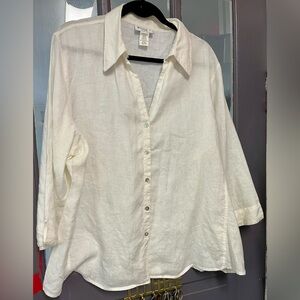 David N Linen Collared Blouse